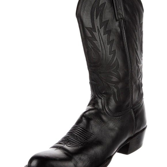 LUCCHESE Leather Embroidered Accent Western Boots - Picture 2 of 5